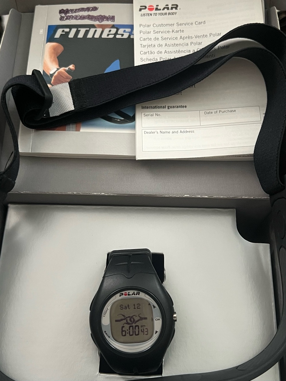 Polar F6 Fitness Watch Heart Rate Monitor w/Chest Band /Manual Box Black
